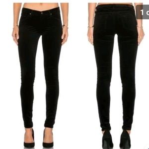 AG Adriano Goldschmied The Legging Super Skinny Black Velvet Pants Size 29R